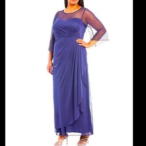 NEW ALEX EVENING Illusion Jewel Neck Mesh Gown